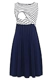 Smallshow Ärmelloses Patchwork-Umstandskleid mit Taschen für Frauen Navy Stripe-Navy Medium