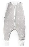 Ehrenkind® Babyschlafsack mit Beinen | Bio-Baumwolle | Ganzjahres Schlafsack Baby Gr. 70 Farbe Grau mit weißen Punkten