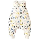 DUOMIAOMIAO Schlafsack mit Beinen Baby Unisex Winter Schlafsack ,mit füßen,Happy nappers entspricht TOG 2.5,100% Baumwolle, Ganzjahres Schlafsack Baby