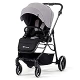 Kinderkraft Kinderwagen VESTO, Sportwagen, Buggy, Zusammenzuklappen, mit 4 Rad Dämpfung, UPF 50+ Filter, Praktische Zubehör, Schlaffunktion, von Geburt, Grau