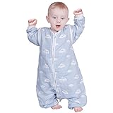 Lictin Schlafsack mit Füße Schlafsack Baby mit abnehmbaren Ärmeln für Säugling Kinder 1-3 Jahre alt von 75 bis 95 cm 100% Bio-Baumwolle 2.0tog