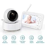 YUNDOO Babyphone mit Kamera, 1280 x 720P HD 5' Smart Video Baby Monitor 300m Signalreichweite Infrarot Nachtsicht, Fütterungs-Timer, Schlafmodus,Temperatursensor, Gegensprechfunktion & Zoom Funktion