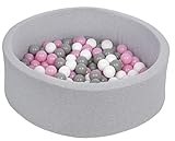 Velinda Bällebad Ballpool Kugelbad Bällchenbad Bällchenpool Kinder Pool mit 150 Bällen (Farbe der Bälle: weiß,rosa,grau)