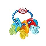 Nûby Beißring für Babys fördert Sehsinn & Motorik, Greifling mit ICE-Gel erreicht auch die Backenzähne, ab 3+ Monate 600 Blau 1 Stück (1er Pack)