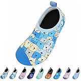 Geweo Aquaschuhe Jungen Kinder Badeschuhe Baby Kleinkind Sommer rutschfeste Wasserschuhe Mädchen Strandschuhe Barfußschuhe Schwimmschuhe Water Shoes Kids Boys Girls Hausschuhe Hund Blau 34-35
