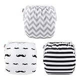 ALVABABY Schwimmwindeln 3 Stück Baby Kleinkind Säugling Snap One Size Wiederverwendbar Verstellbar Baby Shower Geschenke 0-2 Jahre Baby Jungen Mädchen 3SWY01-DE