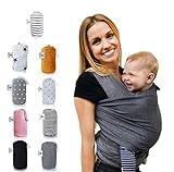 Fastique Kids® Tragetuch - elastisches Babytragetuch für Früh- und Neugeborene inkl. Baby Wrap Carrier Anleitung - Farbe grau