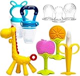HONGTEYA Beißring für babys 6 Stück Beißring Spielzeug BPA-frei Fruchtsauger Baby 2 Silikon Sauger in 3 Größen Weich Sicher Silikon