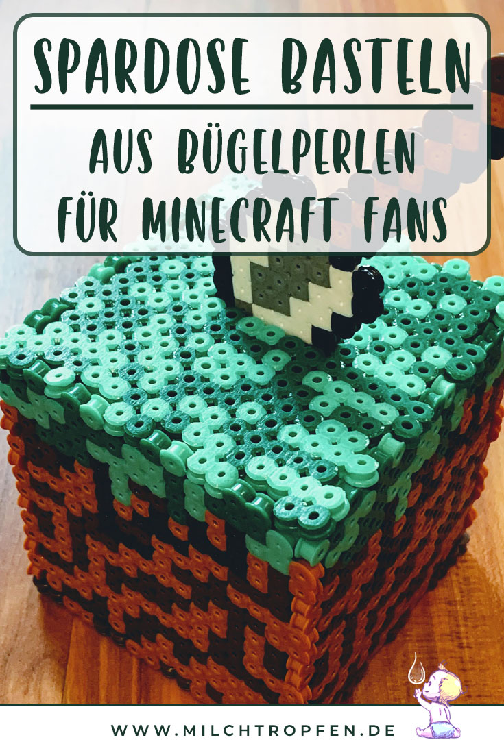 Spardose basteln aus Bügelperlen für Minecraft Fans | Mehr Infos auf www.milchtropfen.de
